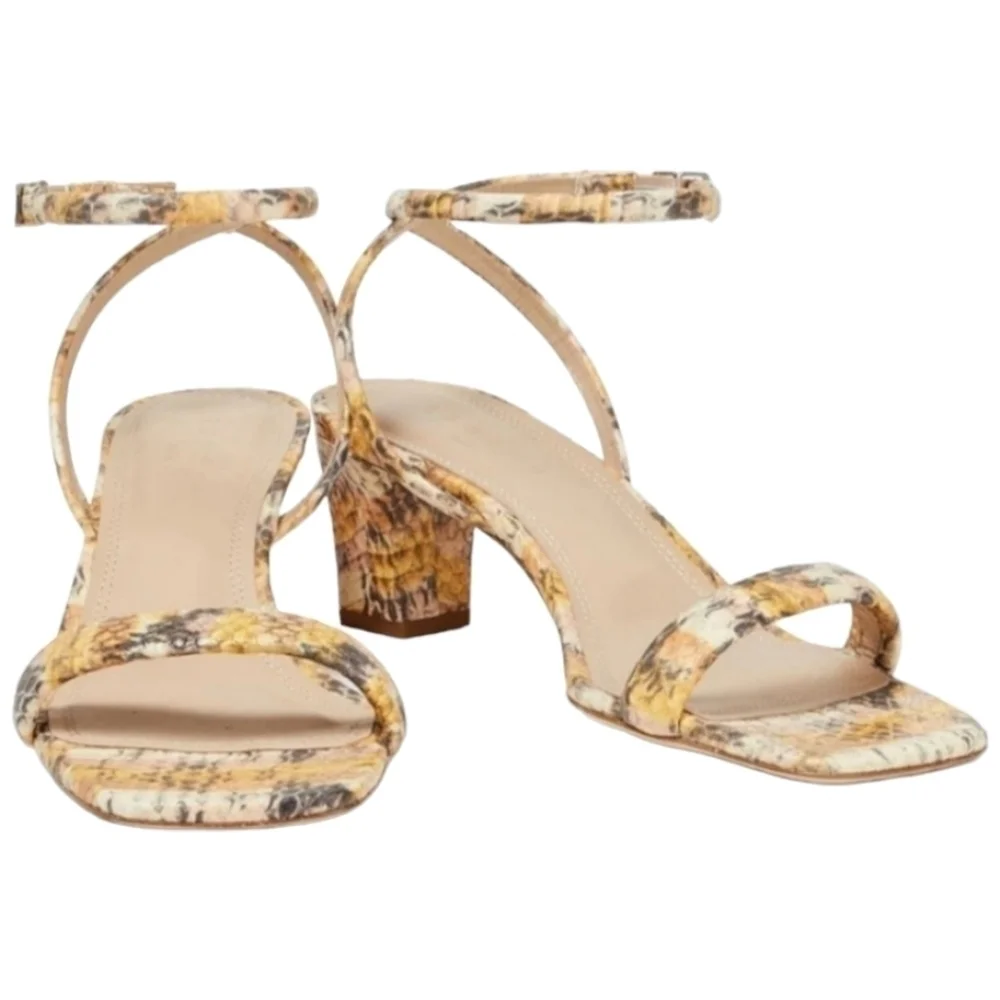 SANDRO Maeva Snake-Effect Leather Sandals, Size 8, Multicolor, NIB
